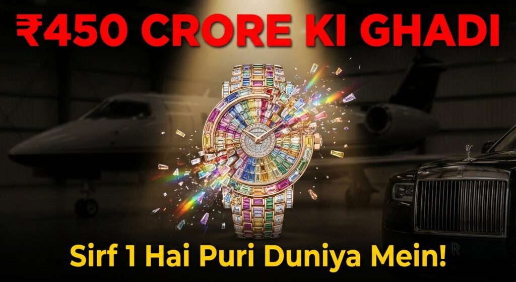 थंबनेल इमेज में दुनिया की सबसे महंगी ग्रैफ डायमंड्स हैलुसिनेशन घड़ी दिखाई गई है, जो मल्टीकलर के दुर्लभ हीरों से पूरी तरह ढकी हुई है और बहुत चमक रही है, साथ में लग्ज़री प्लैटिनम ब्रेसलेट है। बैकग्राउंड में हल्की धुंधली लग्ज़री घड़ियां हैं। टेक्स्ट ओवरले में सोने के रंग में लिखा है 'टॉप 10 घड़ियां जिनकी कीमत लाखों में है! 😱 क्या आप इन्हें खरीद सकते हैं?'